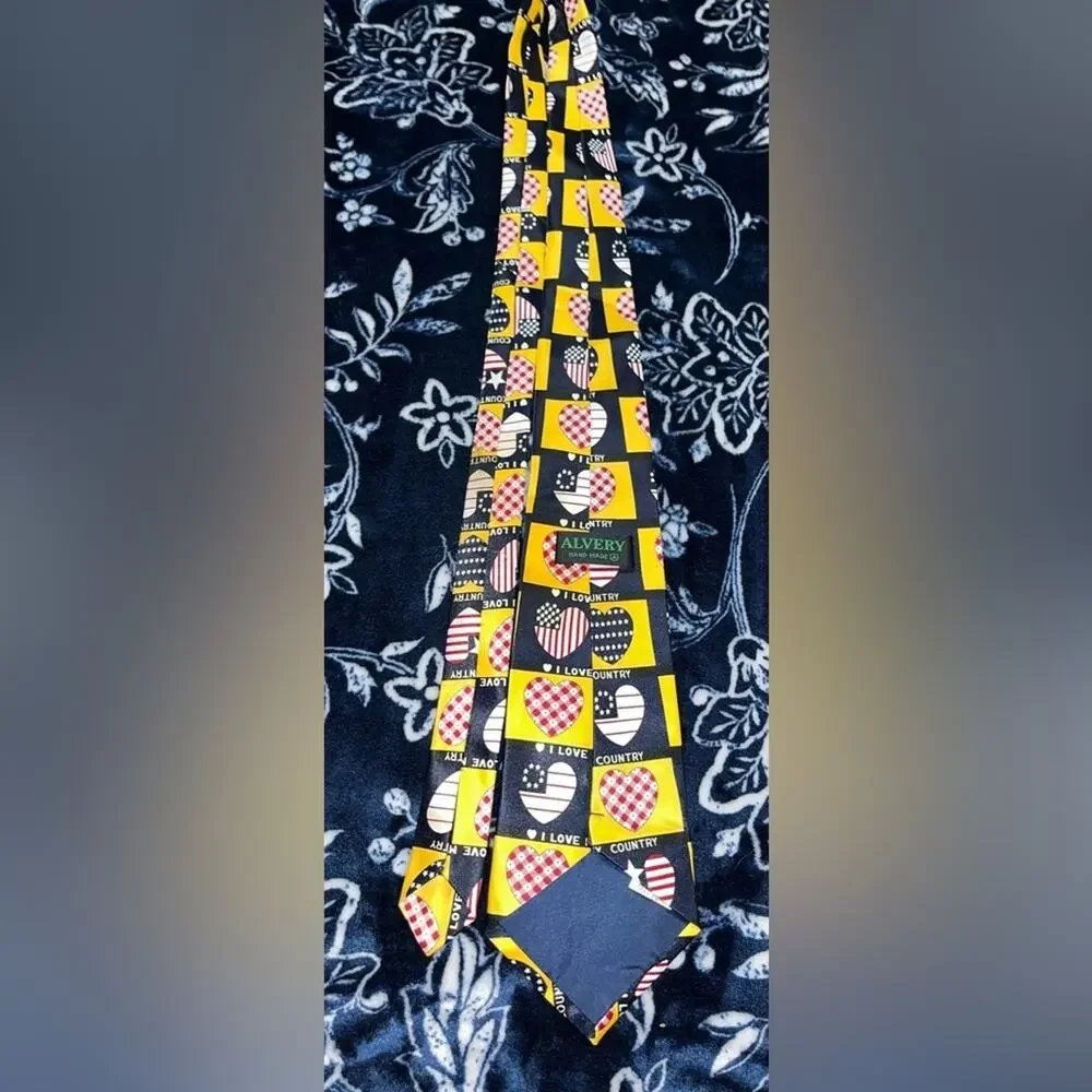 Vintage 90s Alvery Handmade “I Love My Country” Men’s Tie